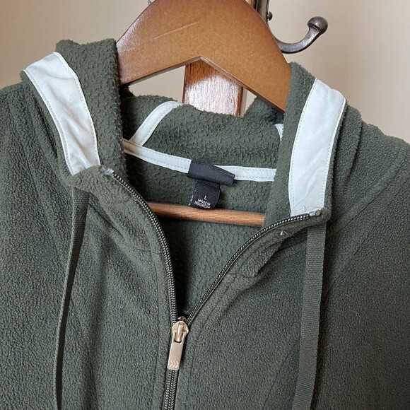 All In Motion Womens Large Jacket Solid Green 1/2 Zip Pullover Hooded Pockets - Picture 3 of 9
